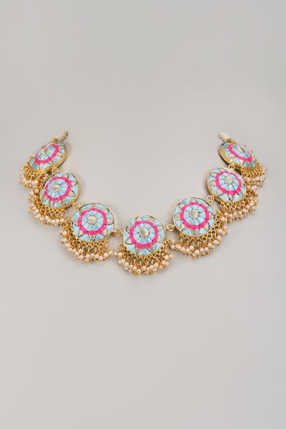 Gold Matte Finish Embellished Necklace
