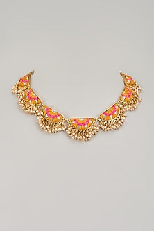 Gold Matte Finish Embellished Necklace