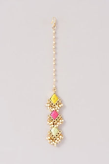 Matte Gold Finish Pastel Silk Thread Embroidered Layered Necklace Set