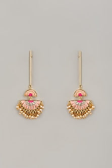 Gold Matte Finish Embellished Dangler Earrings