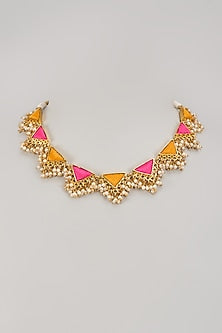 Gold Matte Finish Embellished Necklace
