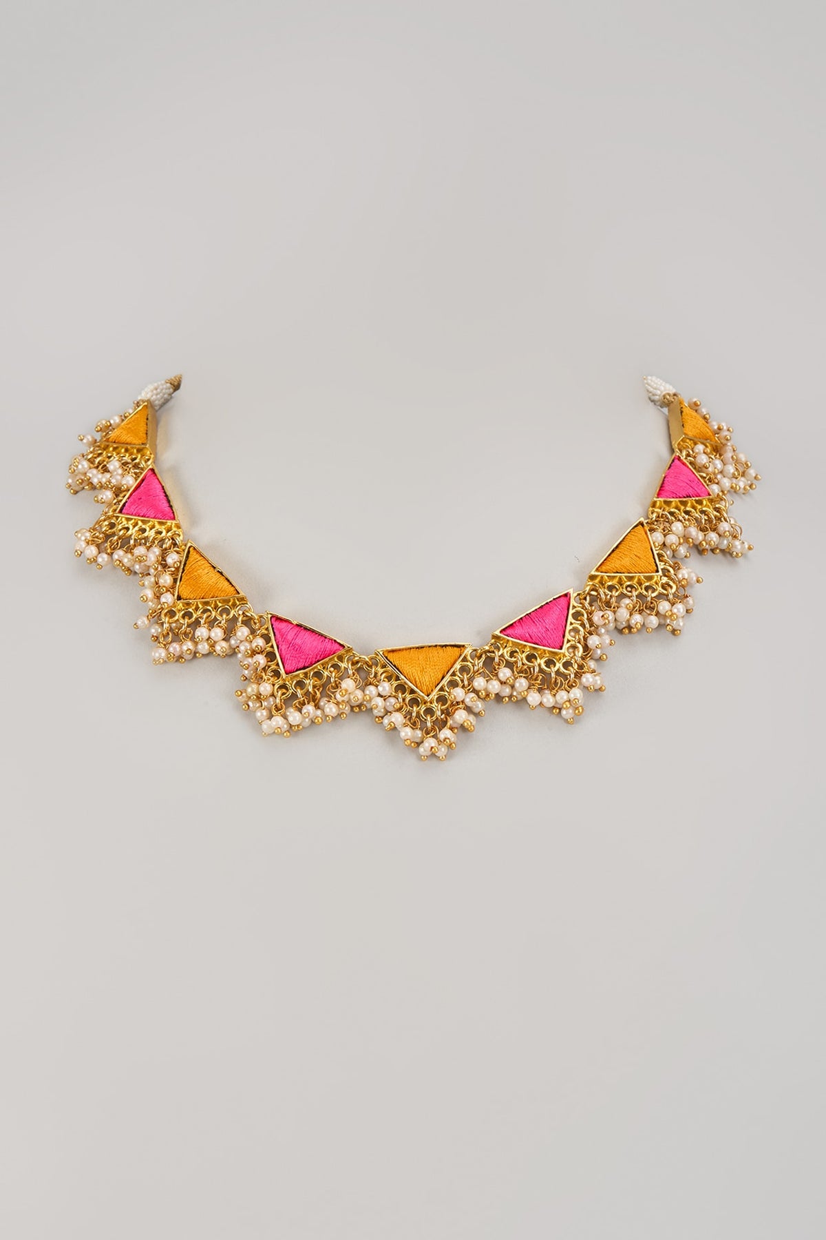 Gold Matte Finish Embellished Necklace