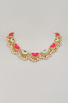 Gold Matte Finish Embellished Necklace