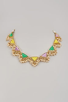 Gold Matte Finish Embellished Necklace