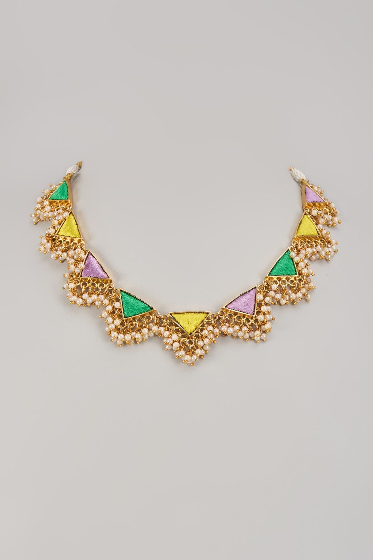Gold Matte Finish Embellished Necklace