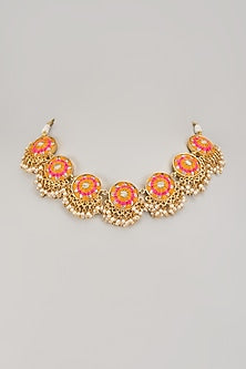 Gold Matte Finish Embellished Necklace