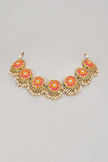 Gold Matte Finish Embellished Necklace