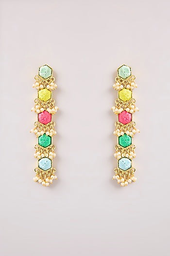 Multi-Colored Thread Work Dangler Earrings