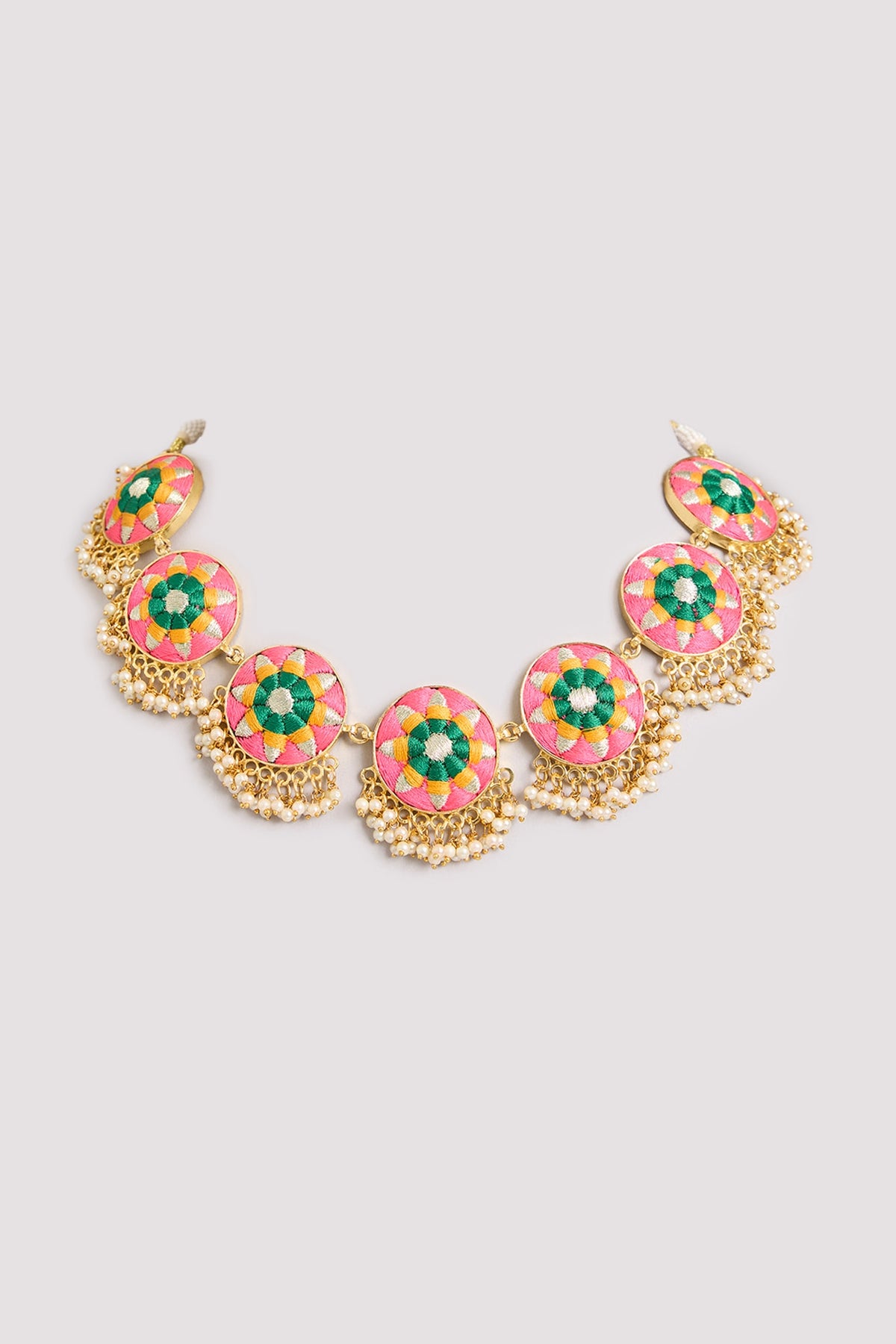 Multi-Colored Seed Pearl Floral Necklace