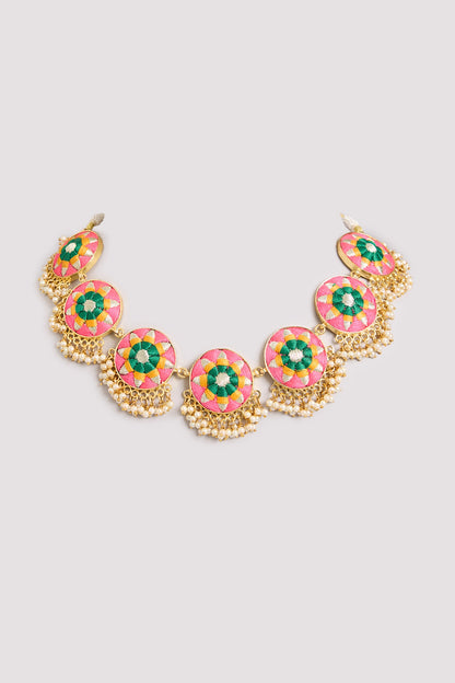 Multi-Colored Seed Pearl Floral Necklace