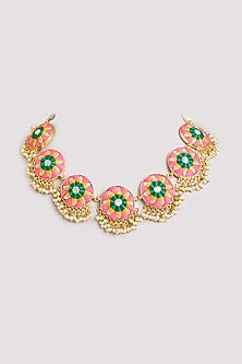 Multi-Colored Seed Pearl Floral Necklace