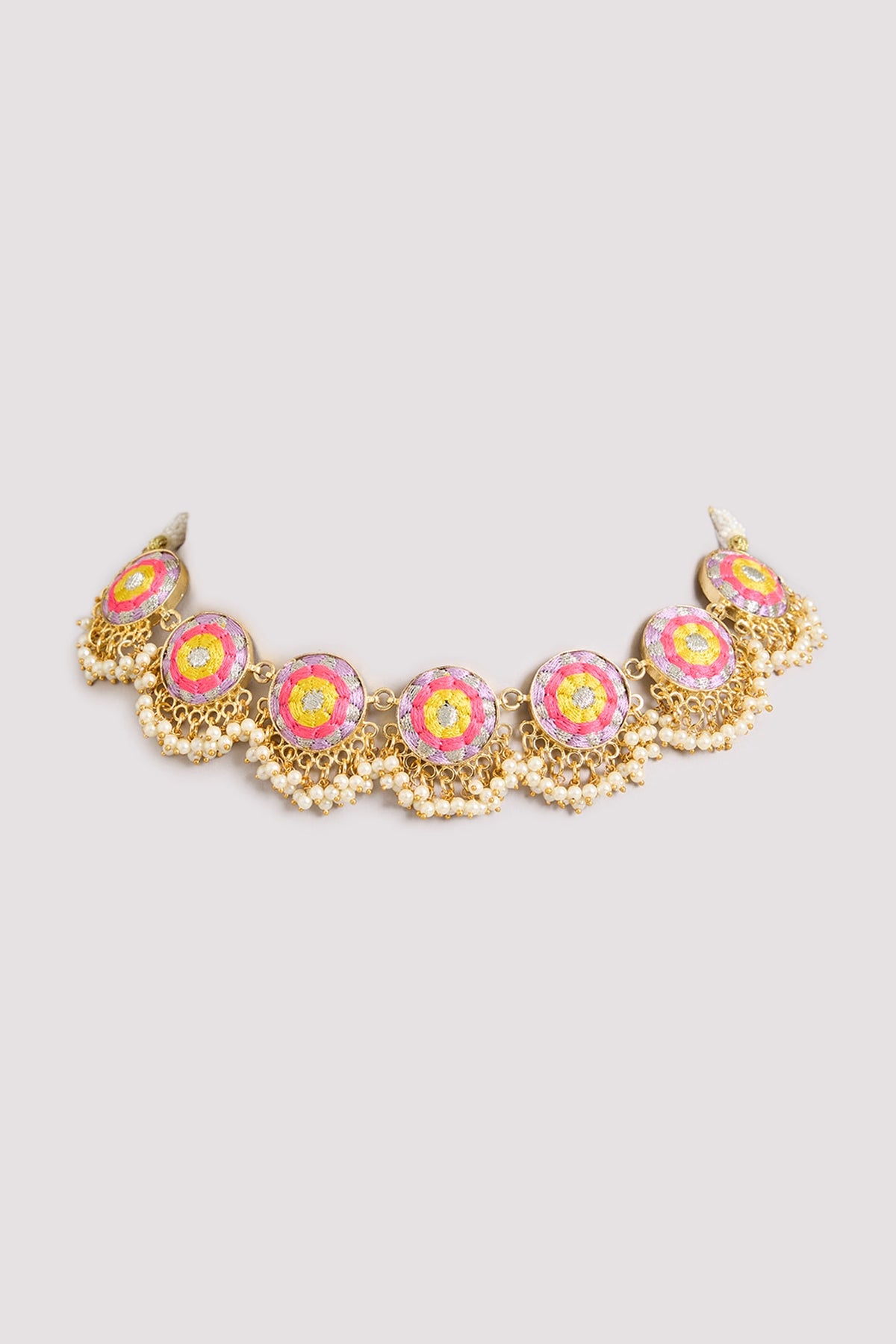 Multi-Colored Seed Pearl Floral Necklace