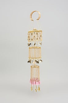 Gold Finish Shell & Charm Layered Kaleeras (Set Of 2)