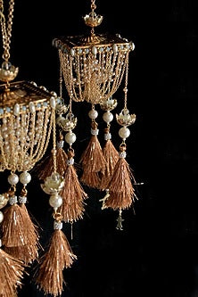 Gold Finish Beaded Kaleeras (Set of 2)