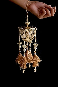 Gold Finish Beaded Kaleeras (Set of 2)