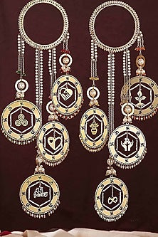 Gold Finish Pearl Cluster Kaleeras (Set of 2)