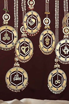 Gold Finish Pearl Cluster Kaleeras (Set of 2)