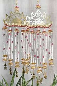 Gold Finish Floral Kaleeras (Set of 2)