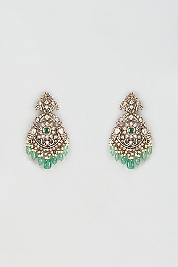 Two Tone Finish Kundan Polki Dangler Earrings
