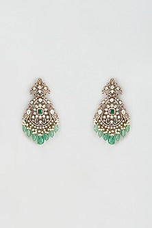 Two Tone Finish Kundan Polki Dangler Earrings