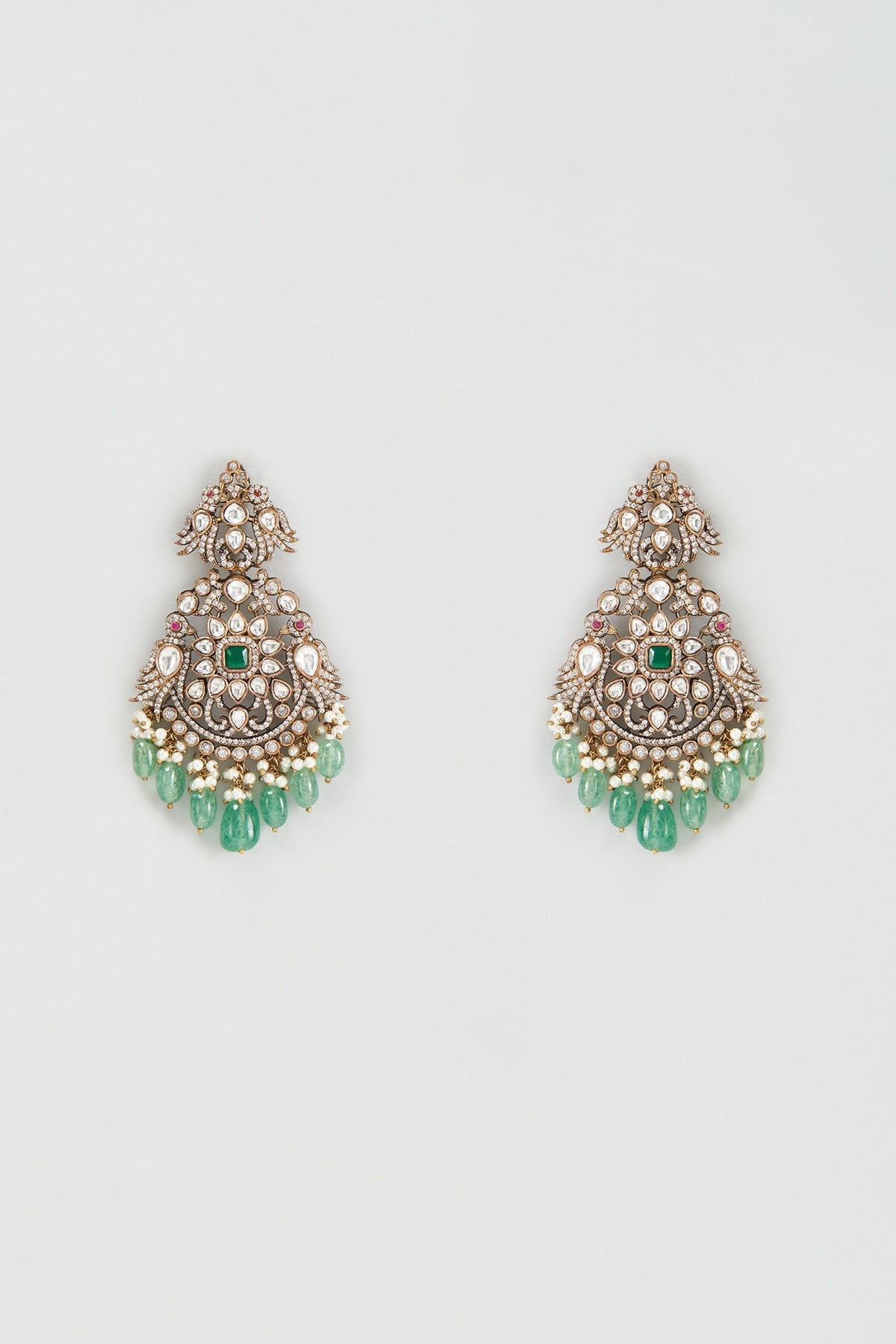 Two Tone Finish Kundan Polki Dangler Earrings