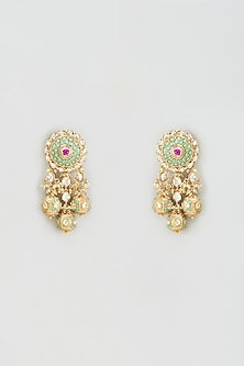 Gold Finish Kundan Polki Dangler Earrings