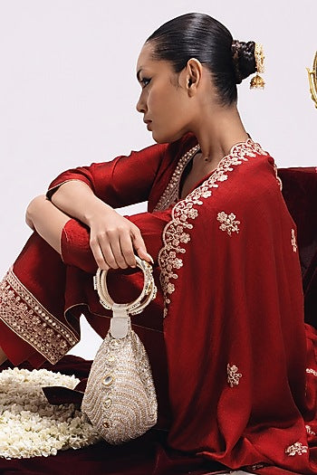 Gold Brocade Kundan Embellished Potli