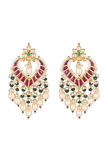 Gold Finish Kundan Earrings