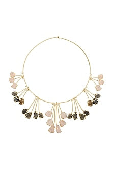Gold Finish Multi Colored Stone Necklace