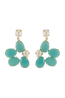 Gold Finish Green Stone Earrings