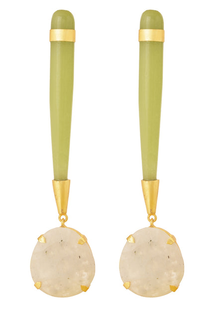 Gold Finish Glass Earrings