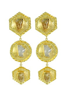 Gold Finish Natural Stone Earrings