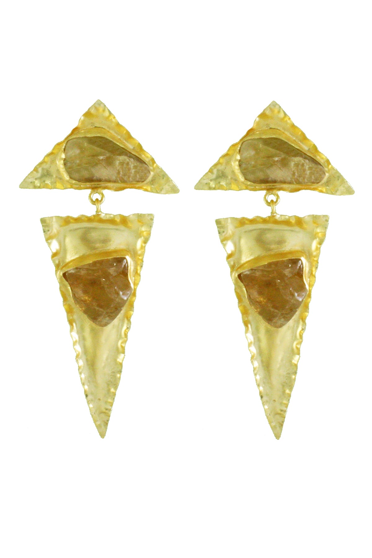 Gold Finish Geometric Stone Earrings