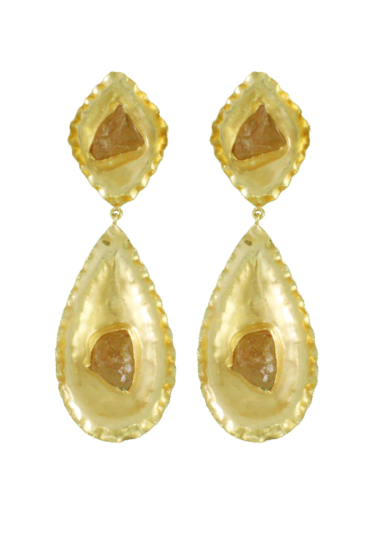 Gold Finish Stone Enamelled Earrings