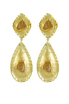 Gold Finish Stone Enamelled Earrings