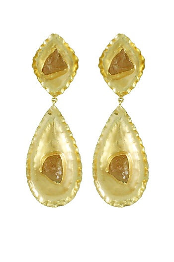 Gold Finish Stone Enamelled Earrings