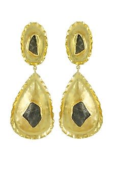 Gold Finish Stone Earrings