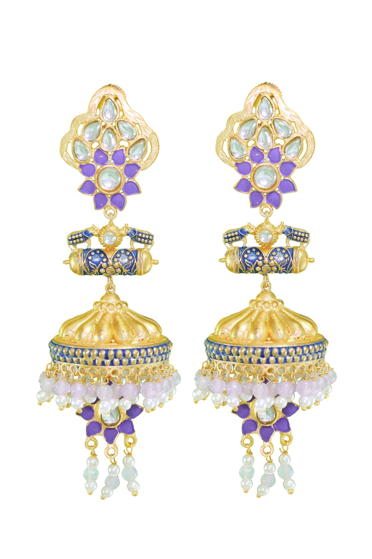 Matte Gold Finish Jhumka Earrings