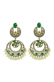 Gold Finish Ruby Red Stone Earrings