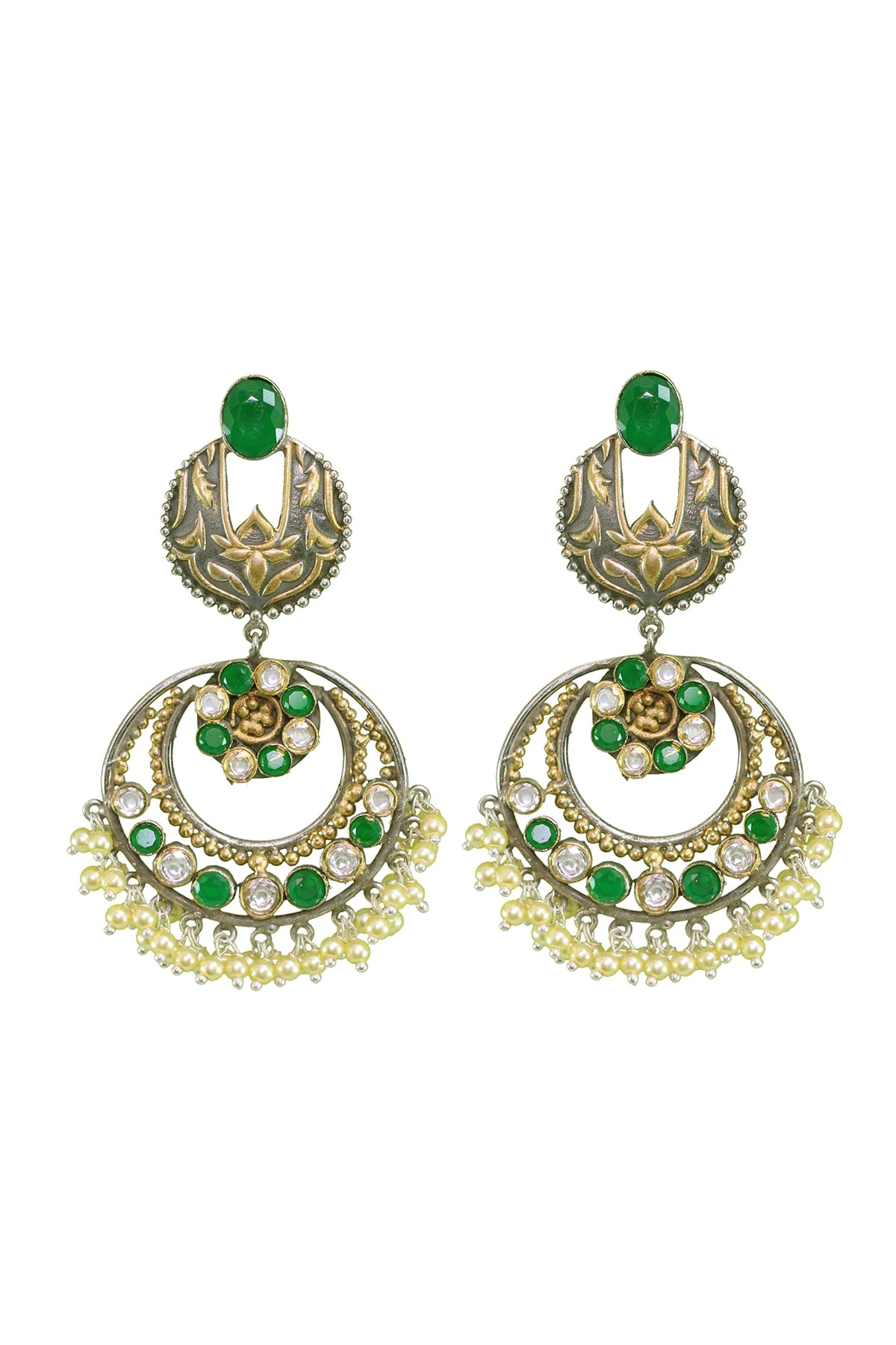 Gold Finish Ruby Red Stone Earrings