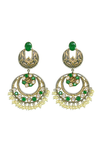 Gold Finish Ruby Red Stone Earrings