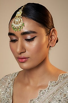 Gold Finish Kundan Polki Maangtikka