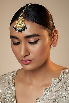 Gold Finish Jadau Kundan Polki Maangtikka
