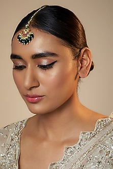 Gold Finish Jadau Kundan Polki Maangtikka