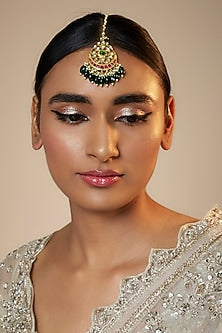Gold Finish Jadau Kundan Polki Maangtikka