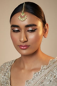 Gold Finish Jadau Kundan Polki Maangtikka