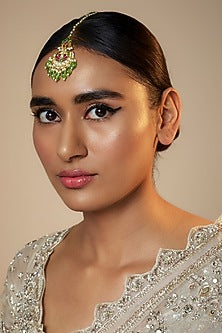 Gold Finish Jadau Kundan Polki Maangtikka