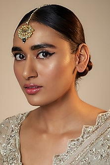 Gold Finish Jadau Kundan Polki Maangtikka