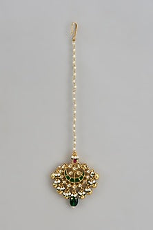 Gold Finish Jadau Kundan Polki Maangtikka