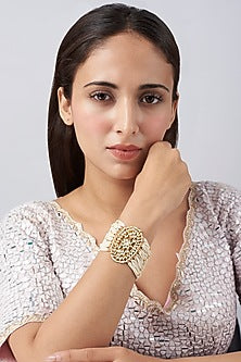 Gold Finish Bracelet With Pearl Strings